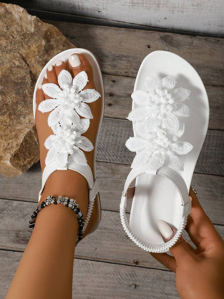 Floréa | Sandali con Fiori Ricamati e Soletta Ortopedica