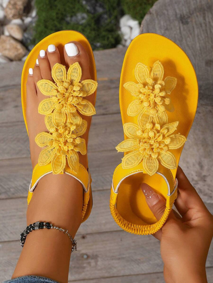 Floréa | Sandali con Fiori Ricamati e Soletta Ortopedica