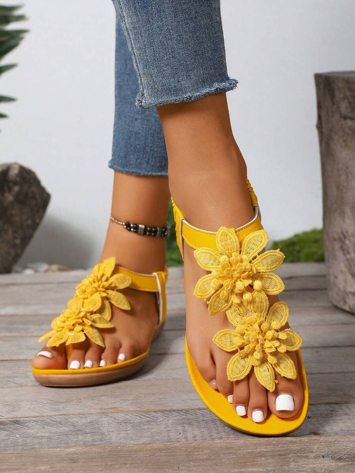 Floréa | Sandali con Fiori Ricamati e Soletta Ortopedica