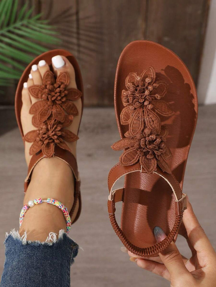 Floréa | Sandali con Fiori Ricamati e Soletta Ortopedica