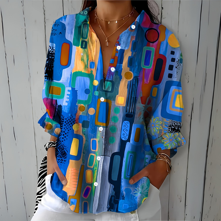 Catalina™ | Blusa Artistica con Bottoni - Colori Vivaci e Stile Unico