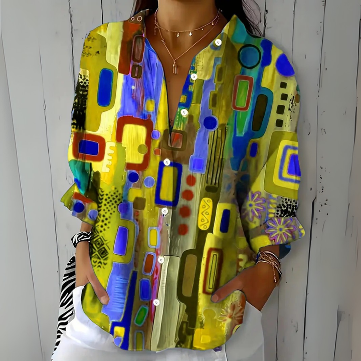Catalina™ | Blusa Artistica con Bottoni - Colori Vivaci e Stile Unico