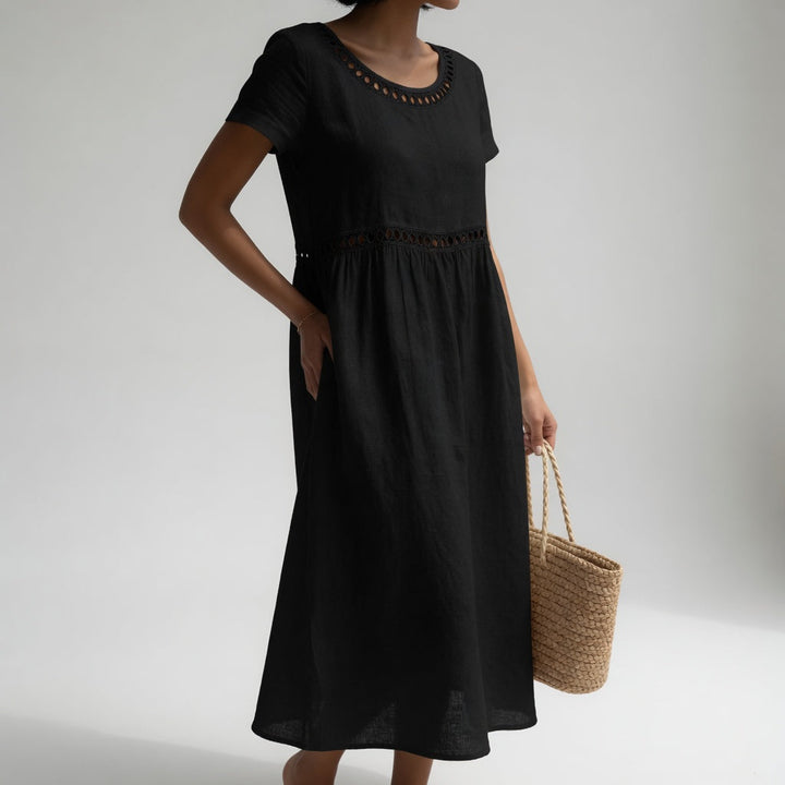 Pernelle™ Abito midi in 100% cotone con delicati ricami