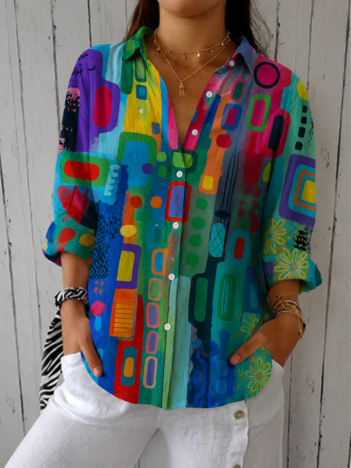 Catalina™ | Blusa Artistica con Bottoni - Colori Vivaci e Stile Unico