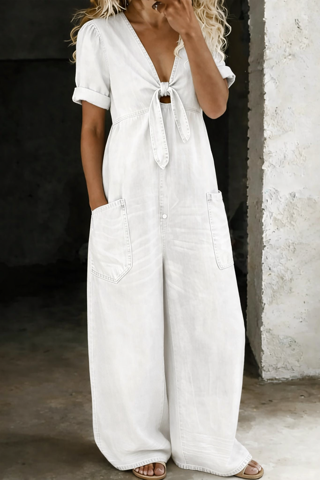MAYA - Tuta Wide-Leg con Nodo Frontale | Stile Casual Chic
