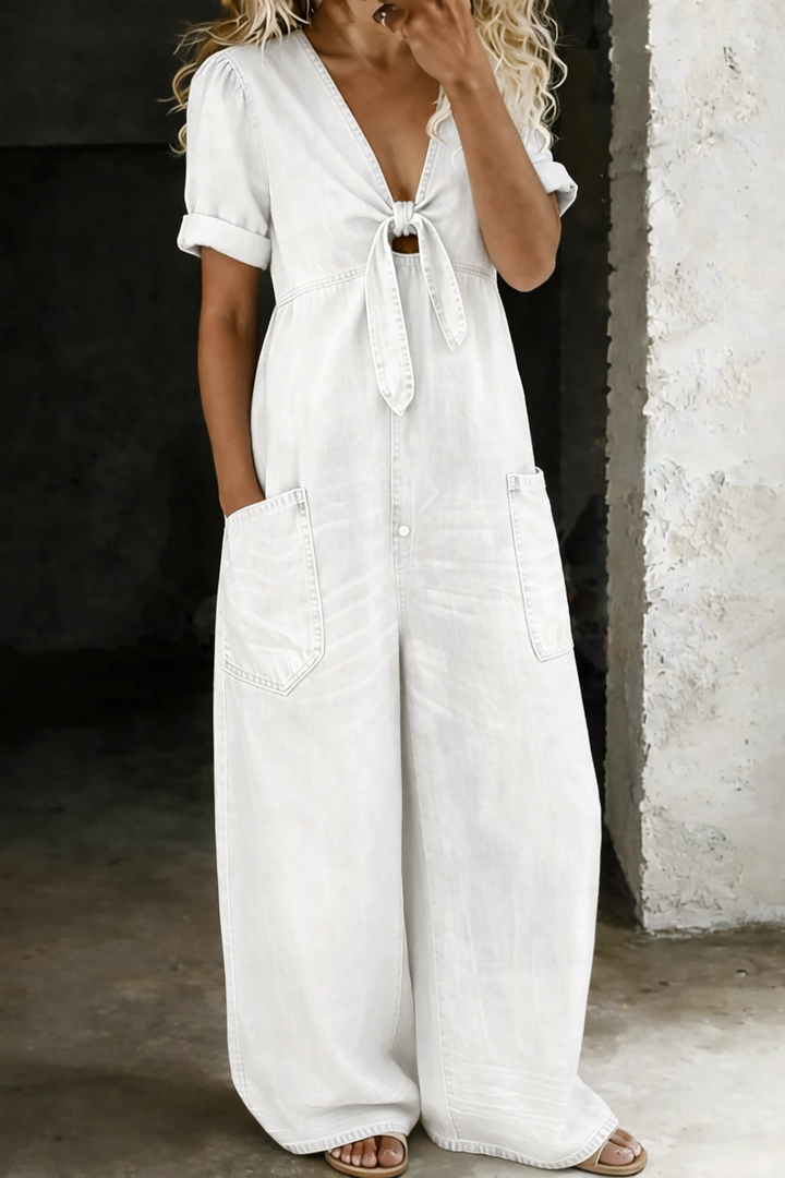 MAYA - Tuta Wide-Leg con Nodo Frontale | Stile Casual Chic