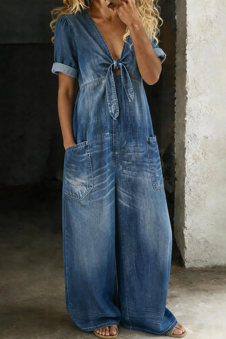 MAYA - Tuta Wide-Leg con Nodo Frontale | Stile Casual Chic