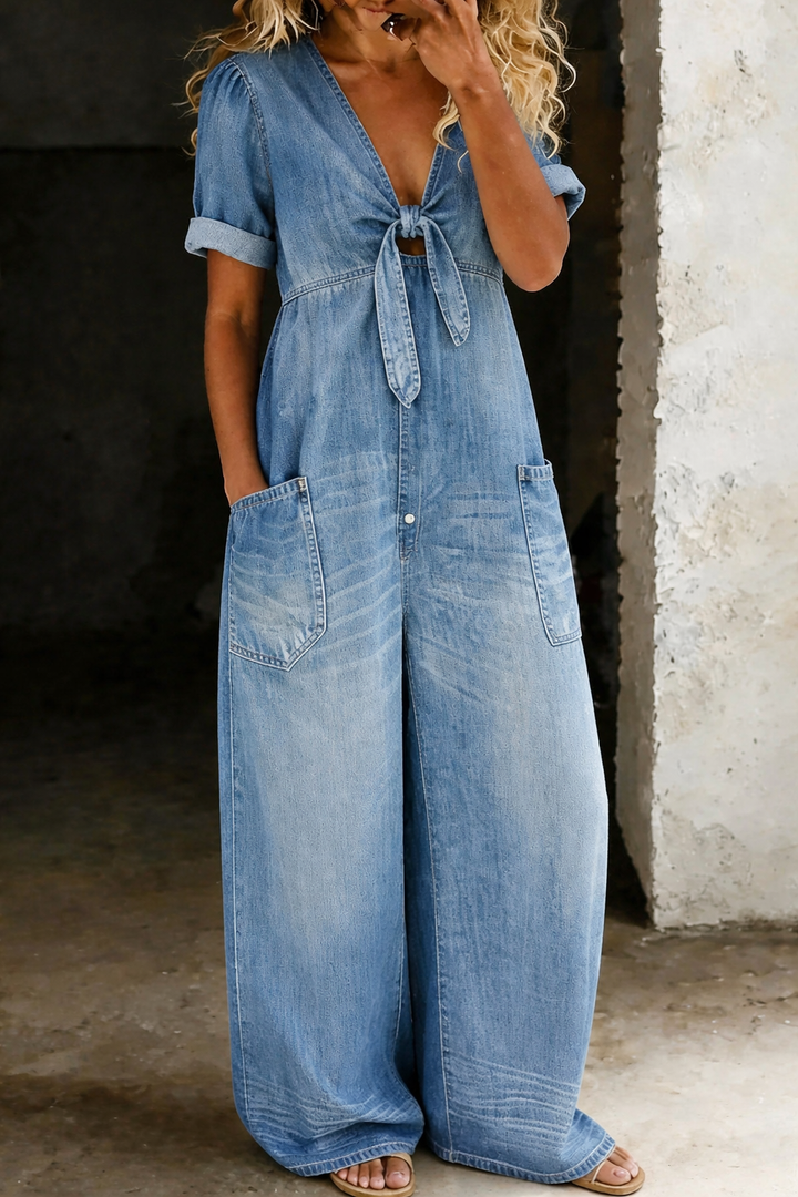 MAYA - Tuta Wide-Leg con Nodo Frontale | Stile Casual Chic