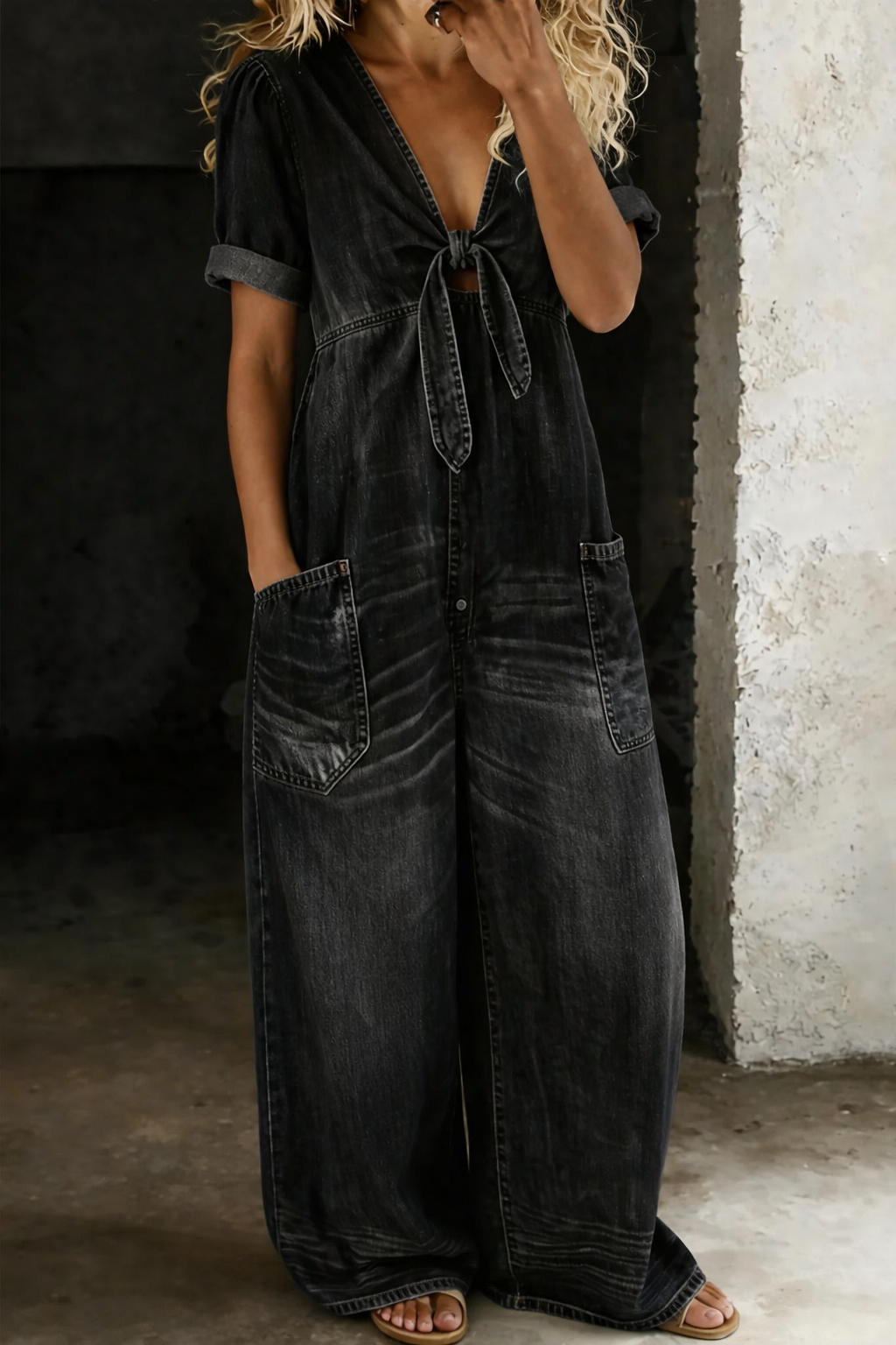MAYA - Tuta Wide-Leg con Nodo Frontale | Stile Casual Chic