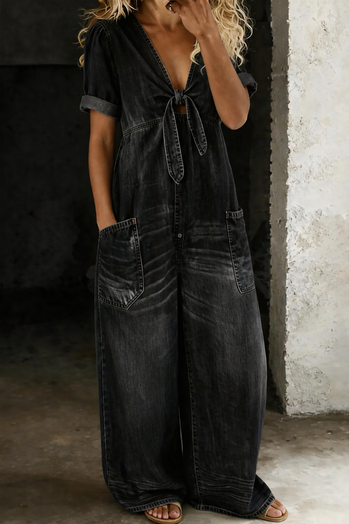 MAYA - Tuta Wide-Leg con Nodo Frontale | Stile Casual Chic