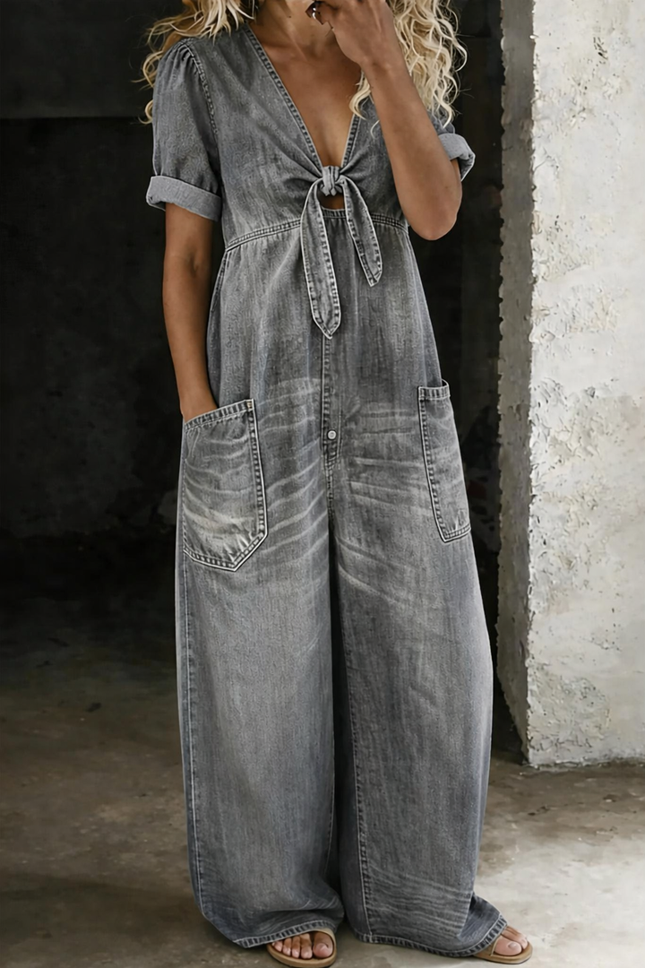 MAYA - Tuta Wide-Leg con Nodo Frontale | Stile Casual Chic