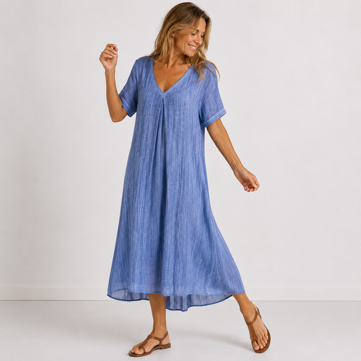 Milena™ | Abito Fluido Elegante con Scollo a V
