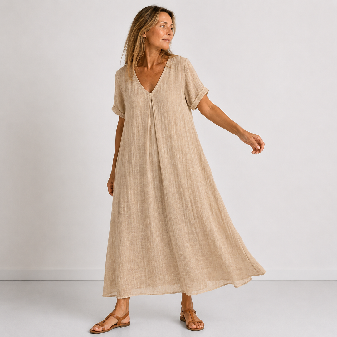 Milena™ | Abito Fluido Elegante con Scollo a V