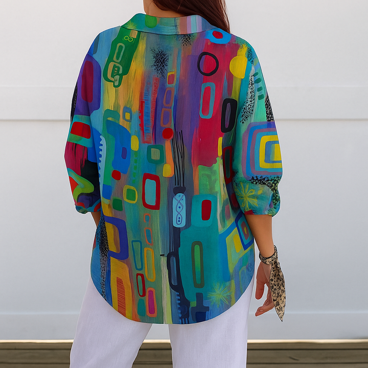 Catalina™ | Blusa Artistica con Bottoni - Colori Vivaci e Stile Unico