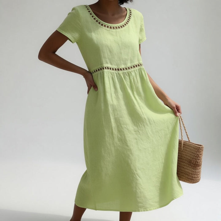 Pernelle™ Abito midi in 100% cotone con delicati ricami