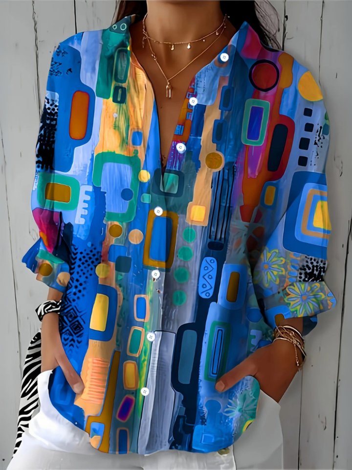 Catalina™ | Blusa Artistica con Bottoni - Colori Vivaci e Stile Unico