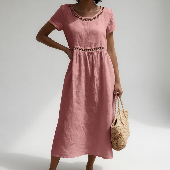 Pernelle™ Abito midi in 100% cotone con delicati ricami
